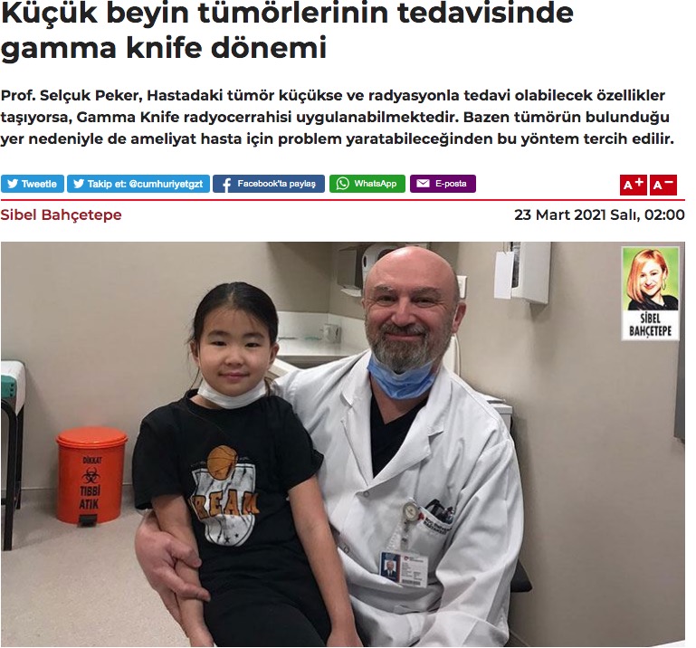 Küçük Beyin Tümörlerinin Tedavisinde Gamma Knife Dönemi - Cumhuriyet Gazetesie